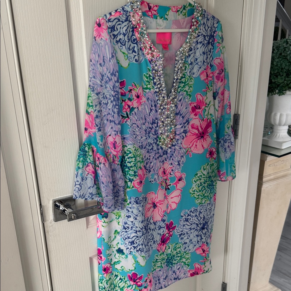 Lilly Pulitzer silk Floral Beaded Women's Dress